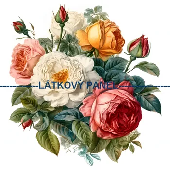 Látkový panel - Růže - KYT-57 Velikost: 15x15cm, Materiál: Kočárkovina