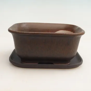 Květináč Bonsai miska + podmiska H36 - 17 x 15 x 7,5 cm. - hnědá