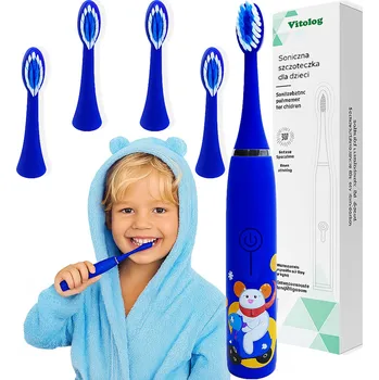 Elektrický zubní kartáček Vitolog Sonický Kartáček Elektrický Zubní Kartáček pro Děti od 4 let + 4 Hlavice Hlavice