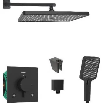 Sprchový set SANITINO - Sprchový set s termostatem a tělesem pod omítku Hansgrohe, příslušenství kielle, matná černá SANI21HKK410