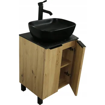 Koupelnový nábytek STOJÍCÍ SKŘÍŇKA POD UMYVADLO ARTISAN | 50 CM | DESKA HPL ČERNÝ MARMOR 12 mm