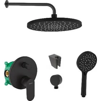 Sprchový set SANITINO - Sprchový set s baterií a tělesem pod omítku Hansgrohe, příslušenství kielle, matná černá SANI21HKK408