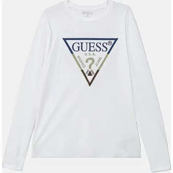 Chlapecké oblečení Dětské bavlněné tričko s dlouhým rukávem Guess L5YI06.K8HM4.9BYA bílá 00X, vel. 147-157