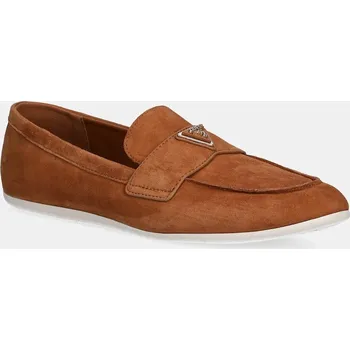 Dámské mokasíny Semišové mokasíny Guess BAYLON dámské, hnědá barva, na plochém podpatku, FLTBAY SUE14 FLTBAY.SUE14.NUDE 82X, EUR 37