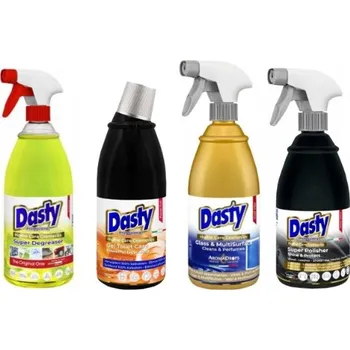 Dasty Sada čisticích prostředků pro domácnost - gel na WC, odmašťovač, čistič na okna a zrcadla, na nábytek