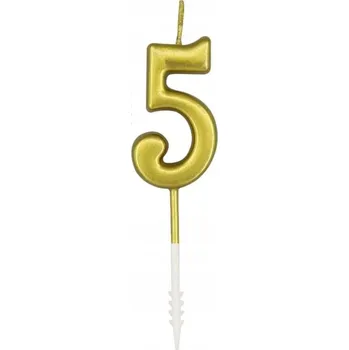 Dortová svíčka Narozeninová svíčka číslice "5" Zlatá 4,5 cm