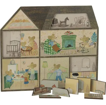 Hračka Maileg Vkládací puzzle Farma Maileg Mouse Hole Farmhouse Puzzle