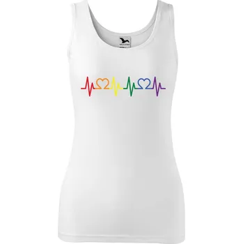 Dámské tílko s potiskem LGBT tep srdce Velikost: XL, Barva: Bílá