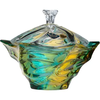 Dóza na potraviny Křišťálová dóza, Bohemia Treasury, FLAMENCO - lemon, 20,5 cm
