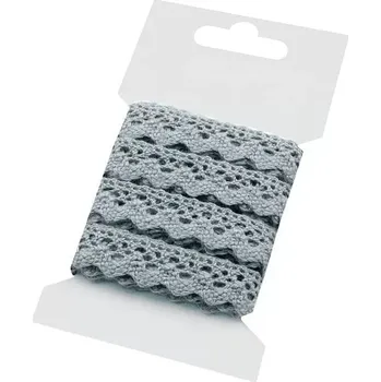 Stuha Krajková stuha 15mm Šedá 3m (Bavlněná krajka šíře 15 mm paličkovaná šedá)