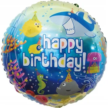 Balónek BALÓNEK VŠECHNO ŽRALOK NAROZENINÁM RYBIČKY RYBA NAROZENINOVÝ HÉLIUM 45CM