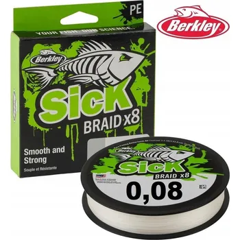 BERKLEY SICK BÍLÝ OPLETENÝ ŠŇŮRA 8 PRÁDEL 0,08 mm 6,0 kg na metr 1 Ks = 10 m