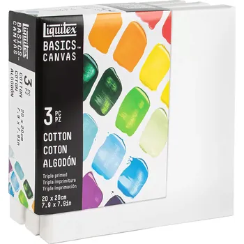 Textilie Liquitex Basics Malířské plátno set 3 ks v rámu, 20 × 20 cm, hloubka 1,8 cm 471020020