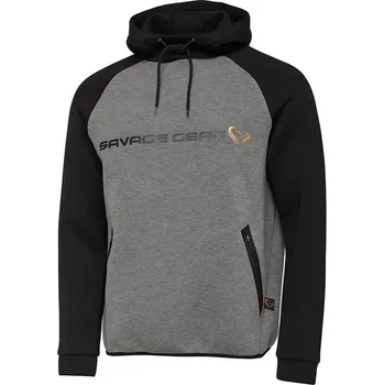 Rybářské oblečení Mikina Savage Gear Tec-Foam Hoodie Dark Grey Melange Velikost M