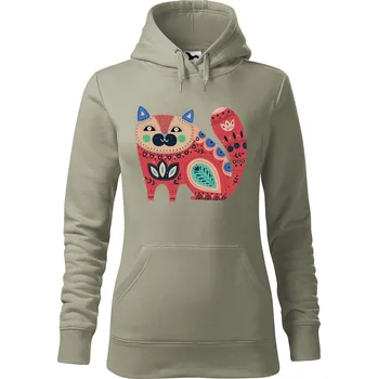 Pánská mikina Dámská mikina Kočka z květin Velikost (žena): M, Vyberte barvu: Světlá khaki