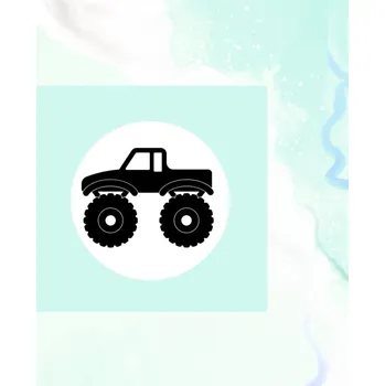 Dóza na potraviny Označto Štítek, nálepka do dětského pokoje, černá na bílém podkladu - Monster truck