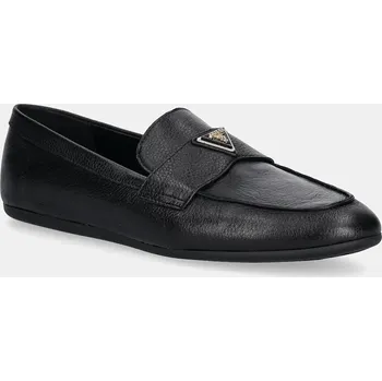 Dámské mokasíny Kožené mokasíny Guess BAYLON dámské, černá barva, na plochém podpatku, FLTBAY LEA14 FLTBAY.LEA14.BLACK 99X, EUR 39