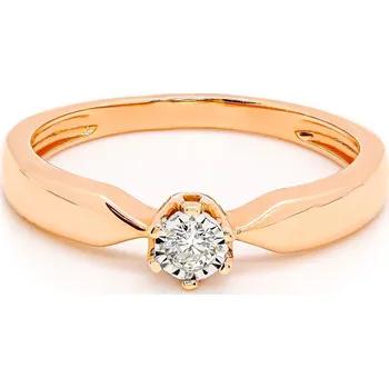 Prsten Zásnubní prsten z růžového zlata s diamantem RR728P15