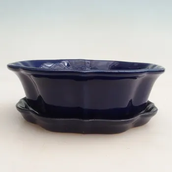 Květináč Bonsai miska + podmiska H06 - 14,5 x 14,5 x 5 cm. - modrá