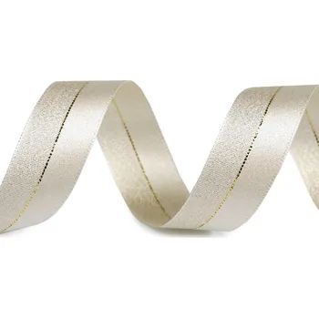 Stuha Stuha s lurexem šíře 25 mm krémová světlá 20 m