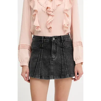 Dámská sukně Džínová kalhotová sukně Answear.LAB dámská, černá barva, hladká, high waist 6729.3.fos 99X, vel. XL