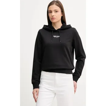 Dámská mikina Bavlněná mikina Tommy Jeans dámská, černá barva, s kapucí, s potiskem, DW0DW20943 99X, vel. S