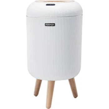 Odpadkový koš Automatický odpadkový koš 10 l se senzorem Dřevěné nožičky Bezdotykový koš 3 barvy Kuchyně Koupelna Ložnice Kancelář bílá