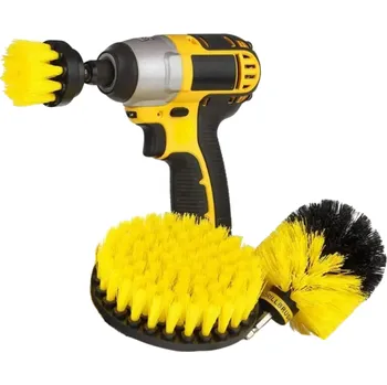 Pomůcka pro obuv a oblečení Sada 3 kartáčových nástavců na vrtačku 1/4" Plochý a kulatý kartáč z PP Čisticí nástavec na dlažbu, spáry, koupelnu, auto