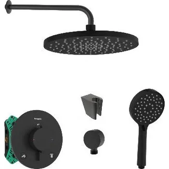 Sprchový set SANITINO - Sprchový set s termostatem a tělesem pod omítku Hansgrohe, příslušenství kielle, matná černá SANI21HKK412