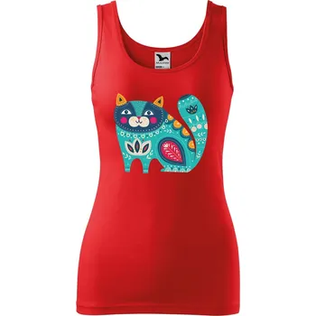 Dámské tílko s potiskem Kočka z květin Velikost: S, Barva: Červená