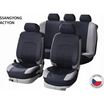 Moto bunda Pokrowce na fotele samochodowe Perfetto HL SsangYong Actyon - Czarny/Szare