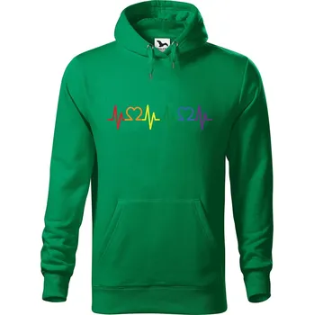 Pánská mikina Pánská mikina s potiskem LGBT tep srdce Velikost (muž): S, Vyberte barvu: Středně zelená