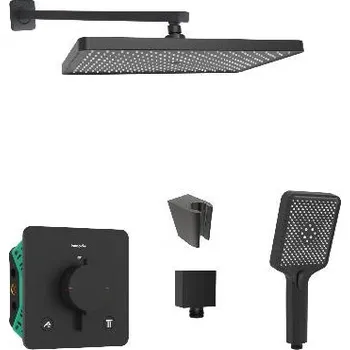 Sprchový set SANITINO - Sprchový set s termostatem a tělesem pod omítku Hansgrohe, příslušenství kielle, matná černá SANI21HKK413