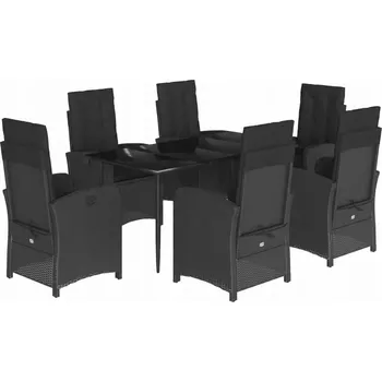 VidaXL 7dílná zahradní sedací souprava s polstry, černá, polyratan