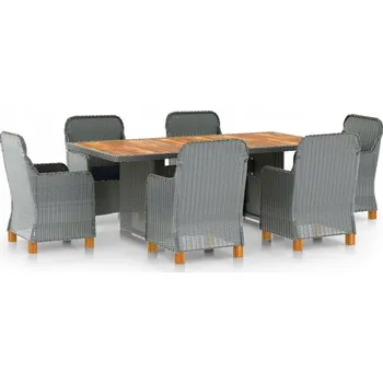 Zahradní sestava Zahradní nábytek, dřevěná souprava VidaXL, černá, 7 dílů