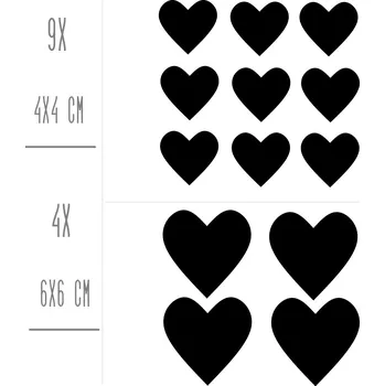 Samolepící etiketa Označto Sada štítků / nálepek, štítek černý "SRDCE" - 13ks