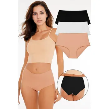 Kalhotky 09653 Dewberry Womens High Waist Laser Cut 3 Piece Panties-MULTICOLOR dewberry černá | bílá | krémová 3355705