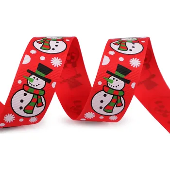Stuha Vánoční rypsová stuha sněhulák šíře 25 mm červená 3 m