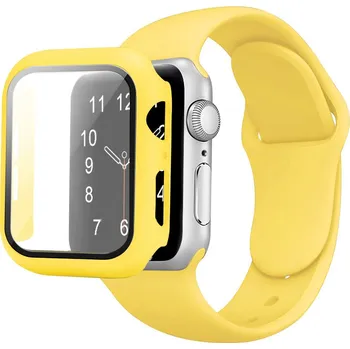 Řemínek na hodinky Řemínek + ochranné pouzdro s tvrzeným sklem pro Apple Watch S10 / S11 46mm Barva: Žlutá
