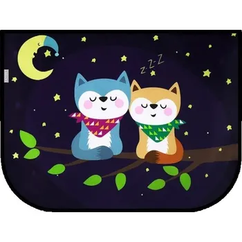 Stínítko do auta Sluneční clona do auta 60x45 cm Boční UV závěs pro děti Roztomilý kreslený vzor dvou lišek Ochrana proti slunci Autodoplňky pro miminka