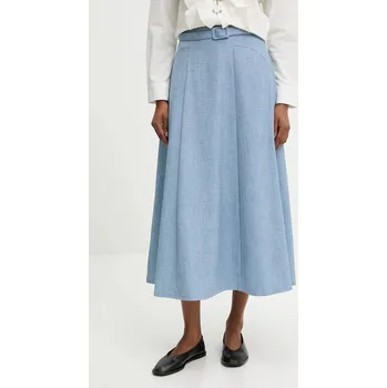 Dámská sukně Sukně Answear.LAB modrá barva, midi, áčková sk2587 55X, vel. M