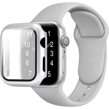 Řemínek na hodinky Řemínek + ochranné pouzdro s tvrzeným sklem pro Apple Watch S10 / S11 42mm Barva: Stříbrná