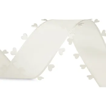 Stuha Stuha se srdíčky šíře 40 mm krémová světlá 18 m