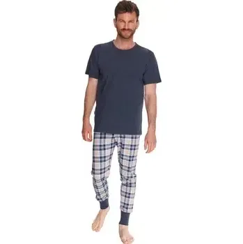 Pánské pyžamo Taro, pánské pyžamo 2731-Fedor, krátký rukáv, dlouhé nohavice, tmavě modrá, vel. XL