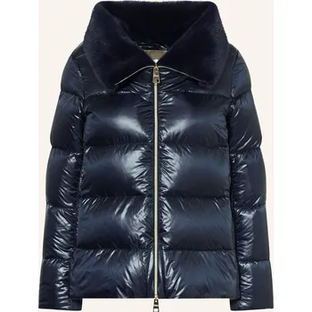 Herno Dámská Péřová Bunda S Umělou Kožešinou, tmavě modrá, 40
