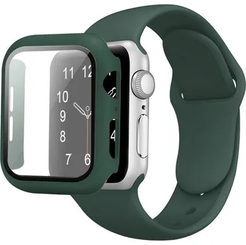 Řemínek na hodinky Řemínek + ochranné pouzdro s tvrzeným sklem pro Apple Watch S10 / S11 46mm Barva: Tmavě zelená