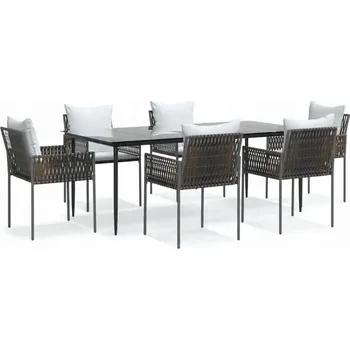Zahradní sestava VidaXL 7dílná zahradní souprava s polstry, PE ratan a ocel