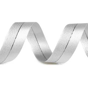 Stuha Stuha s lurexem šíře 25 mm stříbrná 20 m