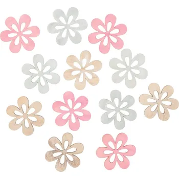 Vánoční dekorace Kytka dřevěná 4 cm, 12 ks