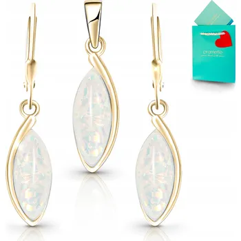 Přívěsek Náušnice opál bílý stříbrné pozlacené přívěsek s opálem šperky 925